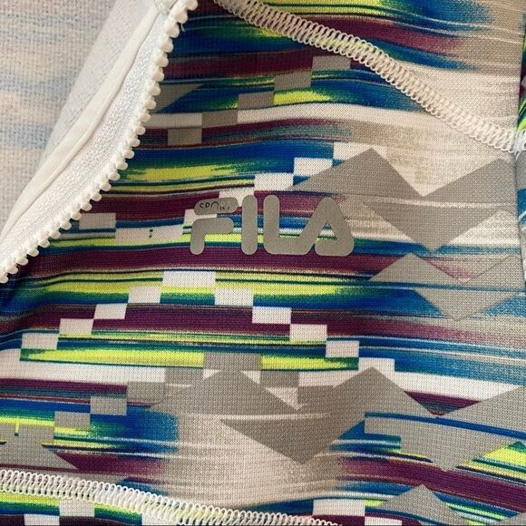 Fila Sport M Women’s Teal Gray Aztec 1/4 Zip Workout Yoga Exercise Jacket - Picture 5 of 9